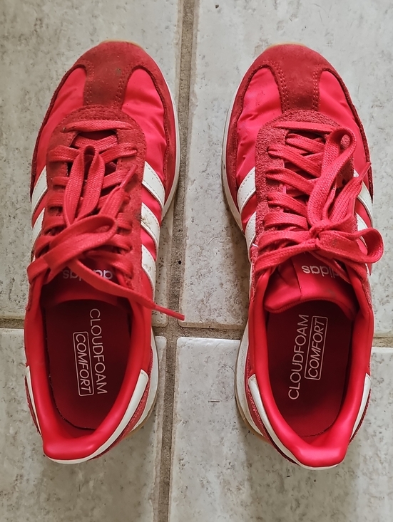 adidas Shoes - adidas Red Retro Cloudfoam Running Sneakers